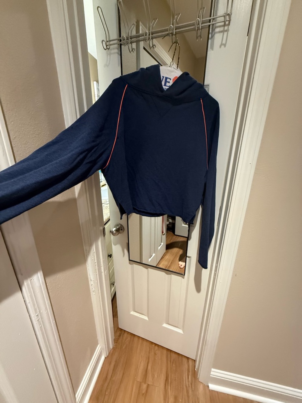 lululemon athletica Navy Blue Cropped Hoodie with Pink Piping